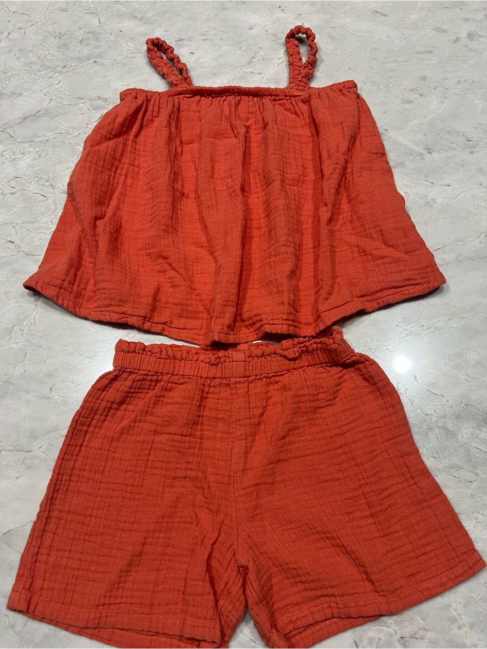 Old Navy Coral-Orange Gauze Tank & Shorts Set